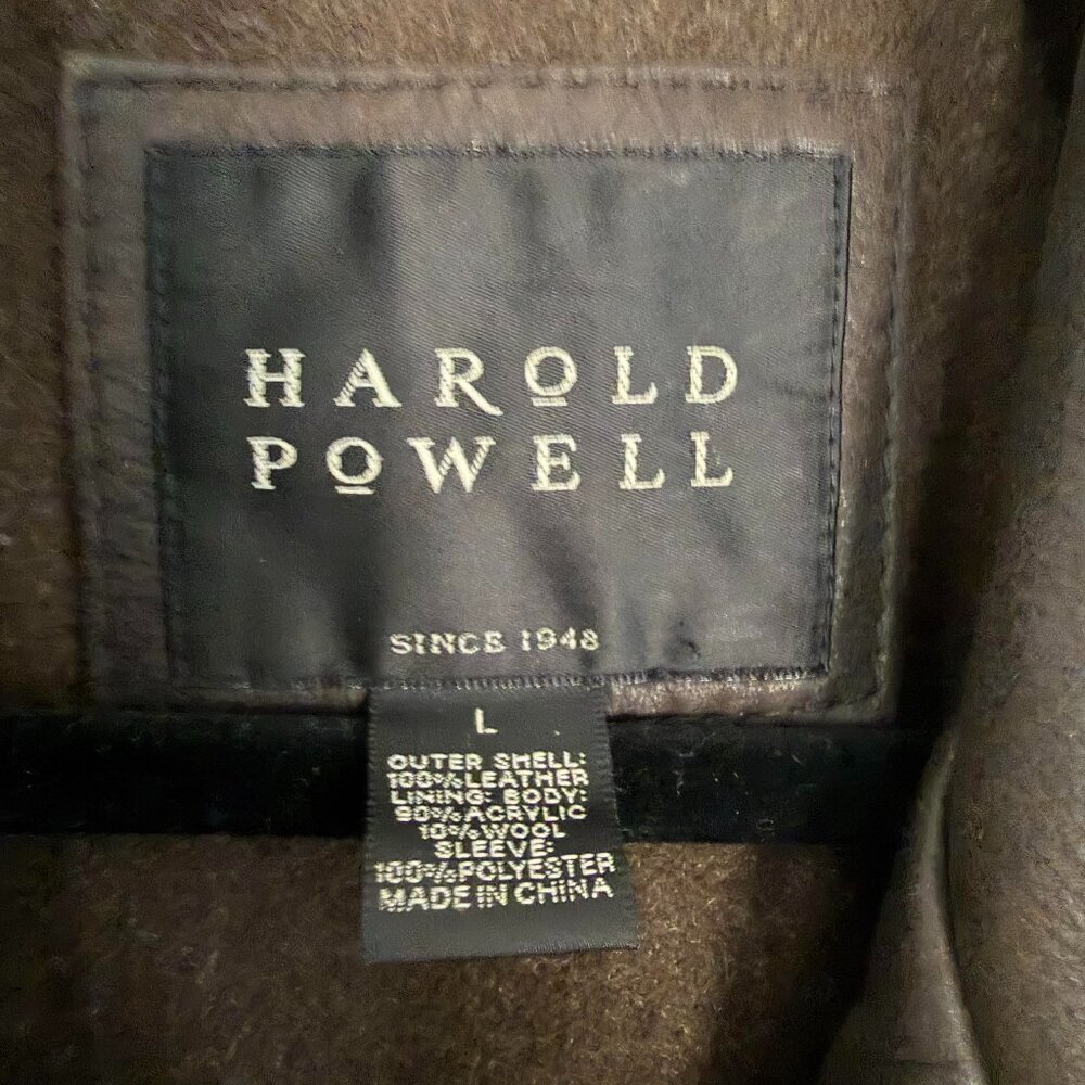 Harold Powell Full Zip Leather Jacket Bomber Vintage Classic - Large - Picture 3 of 5